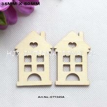 (20pcs/lot) 50mm Unfinished Blank Wood House Party Scropbook Ornaments 2 inches -CT1345 2024 - купить недорого