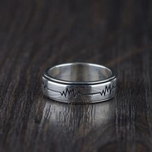 FNJ Punk Electrocardiogram Ring 925 Silver Anillos New Fashion S925 Sterling Silver Rings for Men Jewelry bague 2024 - buy cheap