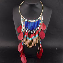 UKEN Bohemian Multicolor Beaded Feather Pendants Necklaces Ethnic Jewelry Women Long Resin Hanging Bead Statement Necklaces 2024 - buy cheap