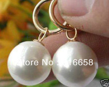 Pendiente de perla de concha blanca del Mar del Sur de china, pendiente redondo, bonito y elegante, 12mm 2024 - compra barato