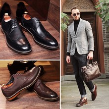 Brogue Carved Leather Men Shoes Goodyear Breatahble Mens Wedding Party Dress Shoes for men 2024 - buy cheap