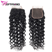 Hermosa 4x4 Water Wave Hair Clousre Swiss Lace Closure 100% Human Hair Free Part Lace Closure Remy Hair Free Shipping 2024 - buy cheap