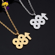 Hiphop Rock Number 88 Rising Pendant Necklaces for Men Women Stainless Steel Chain Lucky Double Eight Necklaces Street Jewelry 2024 - buy cheap