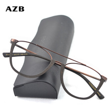 AZB Myopia Prescription Wood Glasses Frame Clear lens Men Copper Frame Eyeglasses Male Wooden Optical Nearsighted Eyewear 2024 - buy cheap
