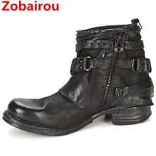 Zapatos Mujer/байкерские сапоги в западном стиле; ковбойские сапоги из натуральной кожи с круглым носком; женские резиновые сапоги 2024 - купить недорого