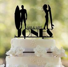 Personalised surfers couple wedding Acrylic cake toppers bridal shower engagement party decorations 2024 - buy cheap