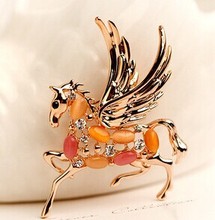 Opal horse/opala cavalo/brooch korean luxury elegant  jewelry blazer accessories wholesale/broches boda/lapel pin/femininos/gift 2024 - buy cheap