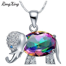 Dentixing elefante da sorte místico arco-íris, pingente de zircão, colares para mulheres, cor de prata, jóias de animais, presente smt1353 2024 - compre barato