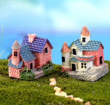 Figura en miniatura de casa para decoración del hogar, estatua de resina para minijardín de hadas, edificios de dibujos animados, muñeca artesanal, decoración de coche, TNB013 2024 - compra barato