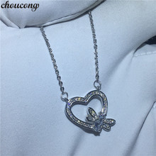 choucong honeybee Heart Pendants 5A Zircon Cz Real 925 Sterling silver Wedding Pendant with Necklace for women Birthday Gift 2024 - buy cheap