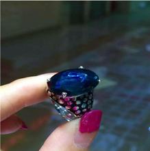 Сапфир драгоценный камень кольцо натуральный настоящий синий сапфир 925 пробы серебро 13*18 мм Камни для мужчин или женщин кольцо 2024 - купить недорого