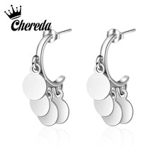 Chereda   Round Unique Stud Earring for Women Wedding Girl Jewelry Pendientes Brincos Boucle Bijoux 2024 - buy cheap