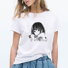 Camisetas blancas con estampado de cómic de Anime para chica, remera Harajuku Kawaii de estilo japonés, ropa de calle de verano 2024 - compra barato