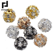 BASEHOME 50pcs/lot 8mm Gold/Silver Color Round Pave Disco Ball Beads Rhinestone Crystal Spacer Beads for DIY Jewelry Findings 2024 - buy cheap