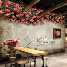 3D Фотофон на заказ, романтическая настенная бумага с розами, вазой, Фотофон в стиле ретро, кафе, ресторана, гостиной, ТВ, 3D фон 2024 - купить недорого