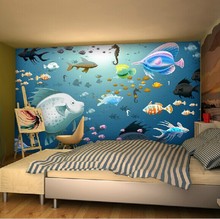 3d Papel de parede Sea World 3d Cartoon murals Fish 3d wall photo Mural Wallpaper for baby Kids room 3d wall fresco 2024 - buy cheap