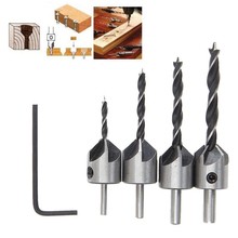 4Pc HSS 5 Flute Woodworking Countersunk Head Drill Bit HSS Woodworking Reaming Chamfering Guide Drill Bits For Power Hand Tools 2024 - buy cheap