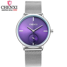 Chenxi relógio de pulso prata e aço inoxidável, relógio de pulso feminino luxuoso para mulheres quartzo 2024 - compre barato