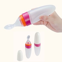 Safety Silicone Baby Bottle With Spoon Food Supplement Rice Cereal Bottles Squeeze Spoon Milk Feeding Bottle Cup 90ML 2024 - buy cheap