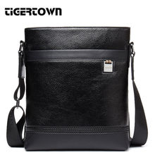 TIGERTOWN Top dos homens Genuínos de Couro Real Vaca Bolsa de Couro Mensageiro Saco de Ombro Maleta Bolsa Macia 2024 - compre barato