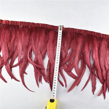 Gold Rooster Tails 25-30cm Wine Red Feathers Trimming/Ribbon For Crafts Dress Skirt Carnival Costumes Plumes wedding decoration 2024 - buy cheap