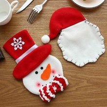 Bolsas de cubiertos para decoraciones navideñas, soporte para vajilla de Papá Noel, muñeco de nieve, alce, bolsillos, decoración para fiesta de navidad 2024 - compra barato