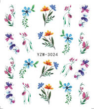 1 шт., переводная наклейка для ногтей с цветочным блеском 2024 - купить недорого