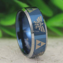 Free Shipping USA UK Canada Russia Brazil Hot Sales 8MM Blue Silver Beveled LEGEND Of ZELDA Men's Fashion Tungsten Wedding Ring 2024 - buy cheap