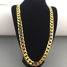 12mm Thick Boys Mens Chain Cut Curb Chain Yellow Gold Filled Bling bling Necklace GF Wholesale Jewelry Hip Hop Gift 2024 - buy cheap