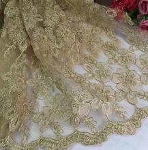 1 Yard 120cm Width High End Lace Fabric Material European Style Embroidered Gold Lace Mesh Gold Color for Wedding Dress 2024 - buy cheap