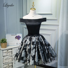 Liyuke коктейльное платье с открытыми плечами черного цвета элегантное атласное платье без бретелек длиной до колена для коктейльной вечеринки 2024 - купить недорого