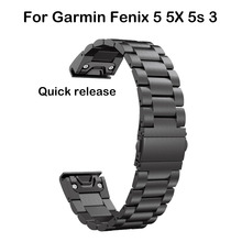 Pulseira de relógio de aço inoxidável 20 22 26mm, fenix 5, metal, para garmin fenix 5/5x/flash plus, approach s60/forerunner 935 2024 - compre barato