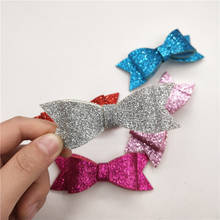 Multicolors Glitter Bowknot Shape Patches 8.5x3cm 20pcs/lot Padded Appliques Hair/Hat Decorative Ornament 2024 - buy cheap