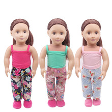 Doll clothes 3 color Vest set + printed trousers pants toy accessories 18 inch Girl doll and 43 cm baby doll c302 2024 - buy cheap