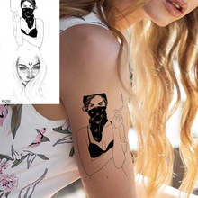 OMMGO черная хна рука Луны Временные татуировки стикер сексуальная девушка боди арт рука наручные фальшивые татуировки водонепроницаемые на заказ татуировки 2024 - купить недорого