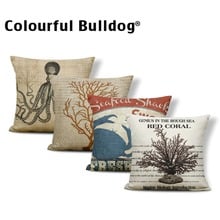 Shabby Chic Marine Life Pillowcase Octopus Crab Seaweed Seahorse Starfish Conch Decorative Pillow House Sofa Cushion Cover 45*45 2024 - buy cheap