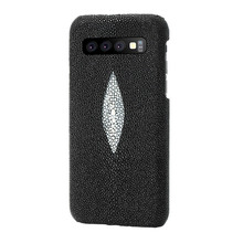 Capa de couro verdadeiro couro de peixe, capa traseira luxuosa em couro verdadeiro para samsung galaxy s10 s10e s10 plus s10 + 2024 - compre barato