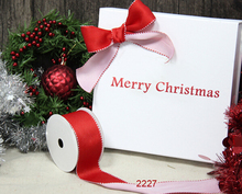 Бесплатная доставка 25 ярдов рулон двухцветный красный/белый атласная Подарочная коробка Упаковка Проводная кромка ленты 2024 - купить недорого