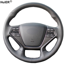Оплетка на руль Hyundai Sonata 9, 2015, чехол рулевого колеса автомобиля, 2016, 2017, 4 спицы, Ручное шитье 2024 - купить недорого