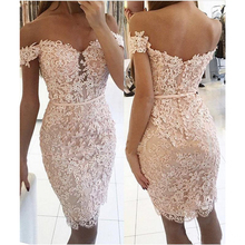 2023 Elegant Cocktail Dresses Sheath Off The Shoulder Short Mini Lace Beaded Party Plus Size Homecoming Dresses 2024 - buy cheap