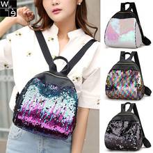 Wallike Brand 2017 Fashion Women Shiny Sequines Backpacks Lady Mini PU Leather Rucksack Girls Backpack School Travel Small Bags 2024 - buy cheap