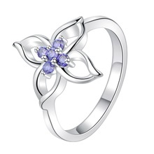 beautiful flower purple zircon shiny  Silver plated ring, silver fashion jewelry ring For Women&Men , /KDWCJFSH WQWAIJFL 2024 - buy cheap