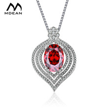 MDEAN White Gold Color Necklace Hot Selling Fashion Necklace for Women Red Gem AAA Zircon Wedding Luxury Pendant MSN004 2024 - buy cheap