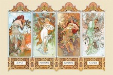 Home Decor The Four Seasons by Alphonse Mucha --Silk Art Poster Wall Sticker Decoration Gift 2024 - buy cheap