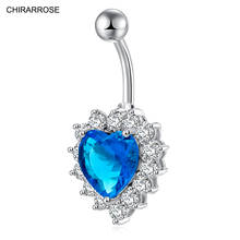 2019 New Hot Blue Luxury Zircon Crystal Heart Belly Button Rings Women Body Jewelry Gold Zircon CZ Navel Piercing Belly Piercing 2024 - buy cheap
