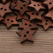 Botones de madera en forma de estrella DIY para álbum de recortes, botones de costura artesanales de 18mm, accesorios de ropa, 2 agujeros, 100 Uds. 2024 - compra barato