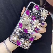 Роскошный чехол для телефона XINGDUO с бриллиантами для Samsung M10 M20 M30, блестящий флакон духов, жемчужный цветочный чехол для S8 S9 S10Plus A70 A50 A30 2024 - купить недорого