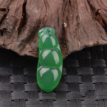 Kyszdl pingente de feijão verde, colar pingente cristal verde calcedônia brasileira joias de moda atacado corda grátis 2024 - compre barato