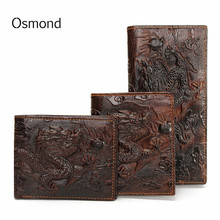 Кошелек Osmond мужской, винтажный, из натуральной кожи, уникальный дизайн, китайский дракон 2024 - купить недорого