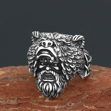 Anillo de acero inoxidable con amuleto de oso vikingo nórdico para hombre, bolsa de regalo 2024 - compra barato